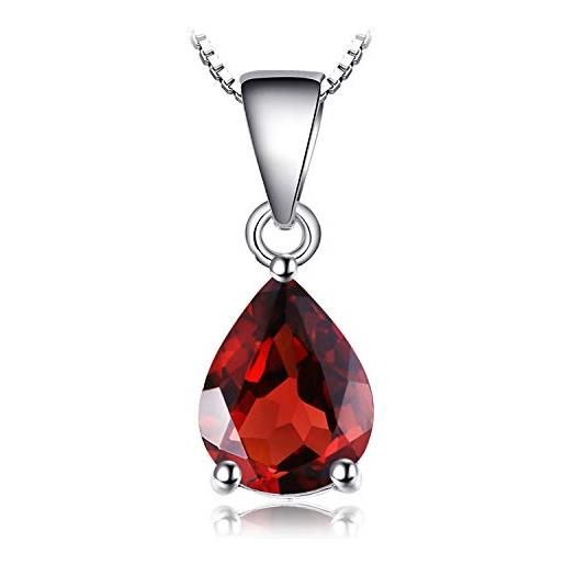 JewelryPalace pera 2.2ct naturale rosso granato birthstone solitario pendente collana 925 sterling argento 45cm