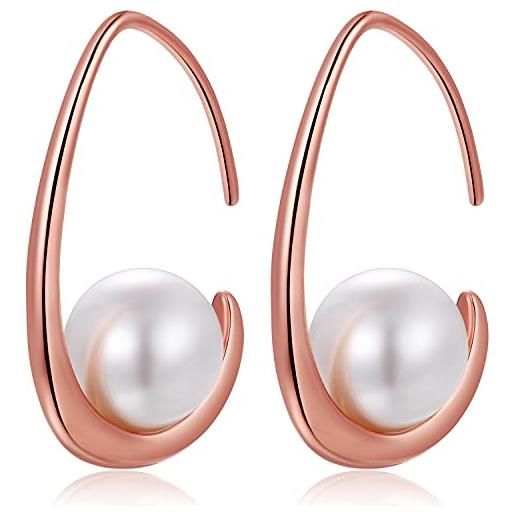 Miaofu orecchini perle donna perle pendenti orecchini Miaofu orecchini con perle, orecchini perle goccia argento anallergici, orecchini cerchio perle argento, orecchini perle pendenti oro rosa perle orecchini