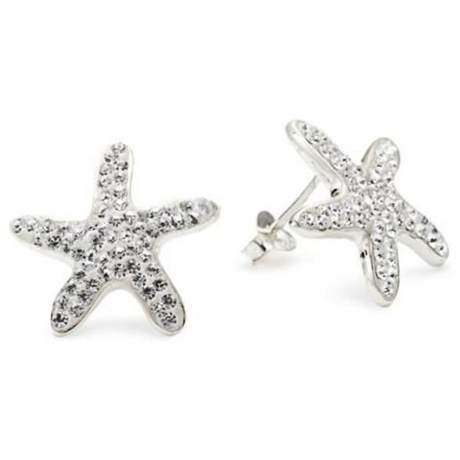 Vinani orecchini da donna in argento 925 - stella marina cristallo bianco - orecchini in argento sterling 925 per donna - osx, argento, cristallo