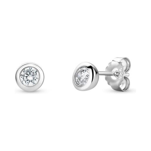 Orecchini Uomo Donna Argento 925 Brillantino Diamante dm 4 mm PUNTO LUCE af