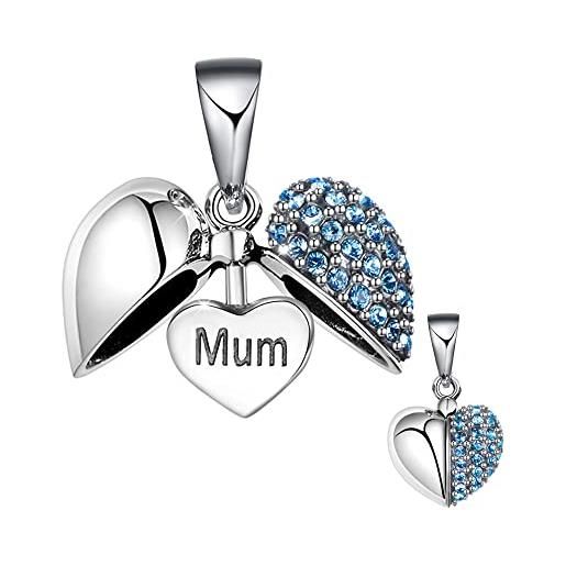 GW love charm bead lady argento sterling 925 adatto per collana e bracciale pandora (blu-mum)