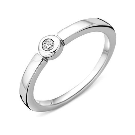 Miore anello donna solitario anello di fidanzamento diamanti taglio brillante ct 0.05 argento 925