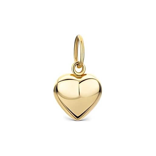 MIORE ciondolo cuore miore in oro giallo lucido, vero oro 14kt 585, pendente cuore lucido bombato su entrambe i lati a cui aggiungere la vostra catenina in oro o argento dorato-ciondolo anallergico. 