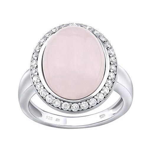 SILVEGO anello da donna in argento 925 con quarzo rosa e zirconia, jst14941