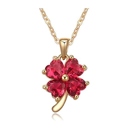 Crystalline Azuria donne 18ct placcato oro cristalli di zirconi trifoglio fortunato collana con ciondolo gioielleria per donne e bambina (rosa)