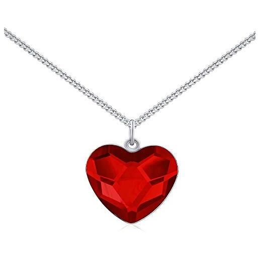 SILVEGO collana da donna in argento 925 con cristallo swarovski® cuore rosso, vsw064n
