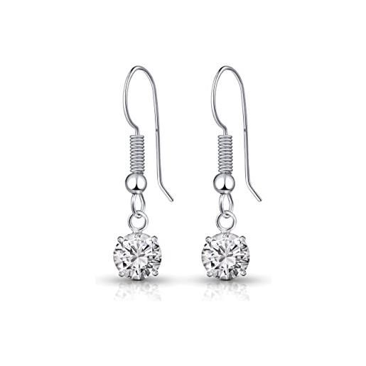 Lumini Crystals orecchini pendenti da donna in argento sterling 925 con pietra natale simulata: imitazione birthstone di aprile diamante cristallo austriaco
