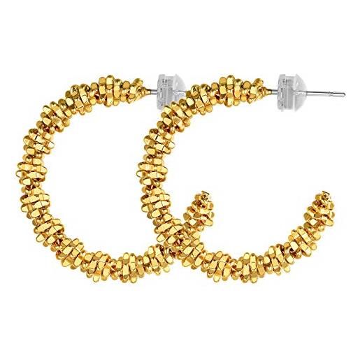Gold. Chic jewelry orecchini pendenti in oro per donna, orecchino a cerchio meduim a forma di c orecchino leggero, 30 mm