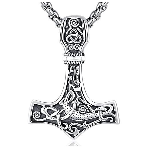 Friggem collana martello di thor vichingo collana da uomo in argento 925 ciondolo mjolnir martello thor amuleto norreni vichingo gioielli per uomini donne