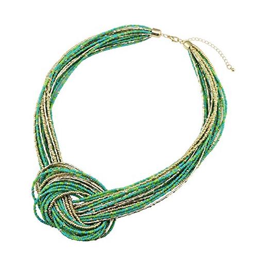 Bocar collana a nodo multistrato con perline di semi (nk-10316-green)