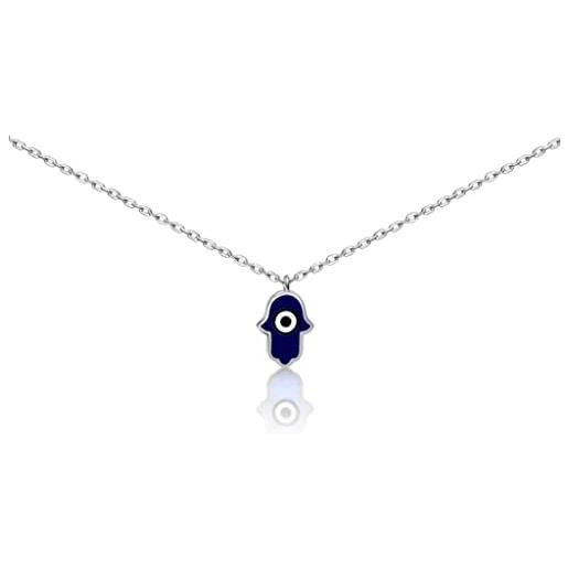 MYSTIC JEWELS by dalia - collana in argento 925, malocchio smaltato hamsa (mano di fatima), ideale come regalo (argento)