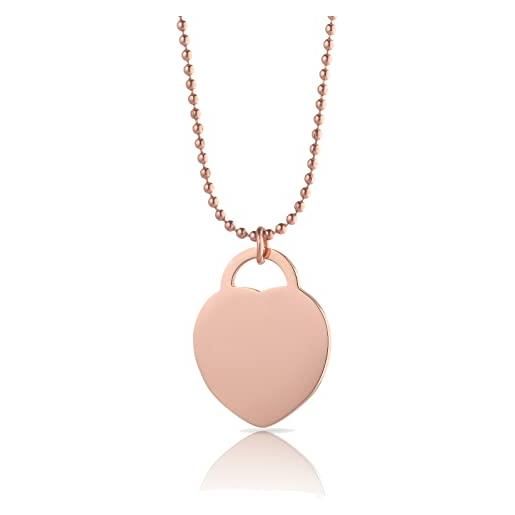 Inscintille cuore rock collana a palline in acciaio con cuore colorato oro rosa/2.5 cm