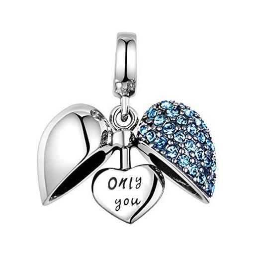 GW love charm bead lady argento sterling 925 adatto per collana e bracciale p andora stile (blu-only you)