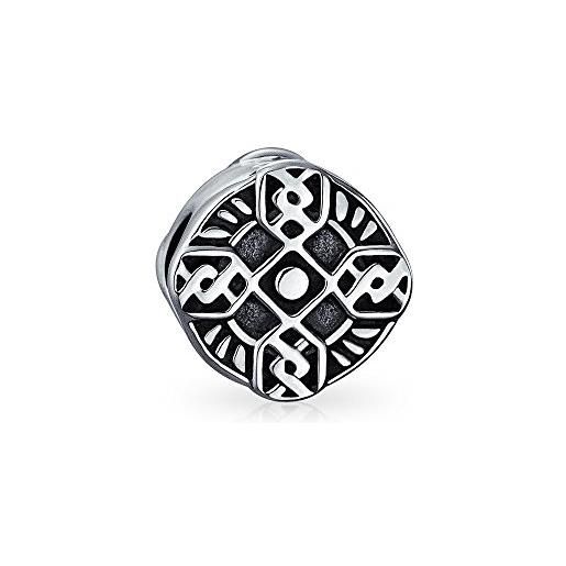 Bling Jewelry perlina religiosa celtico croce irlandese vichingo nodo d'amore per donne. 925 argento adatto a bracciale europeo