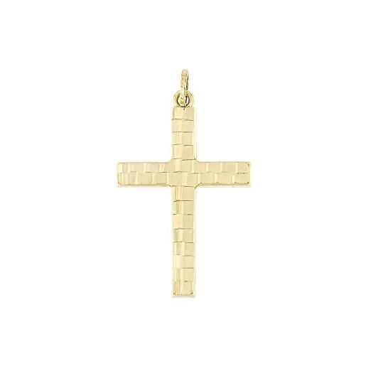 forme di Lucchetta ciondolo croce originale in oro giallo 14k effetto vimini anticato - gioiello made in italy certificato per collane e bracciali