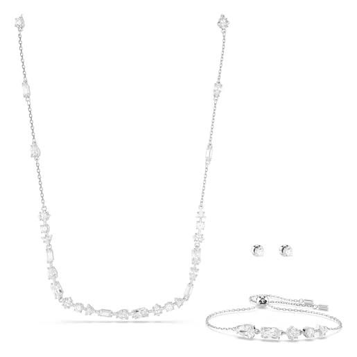Swarovski mesmera set collana, bracciale e orecchini, con zirconia e cristalliSwarovski a taglio misto, placcatura in tonalità rodio, bianco