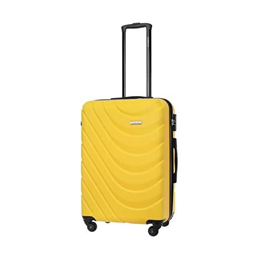 BARRENS valigia media | bagaglio da stiva | 67x46x26 cm | 63 l | valigia da viaggio cipher lock | ruote 4x360 | custodia rigida | compatibile con le compagnie aeree | giallo