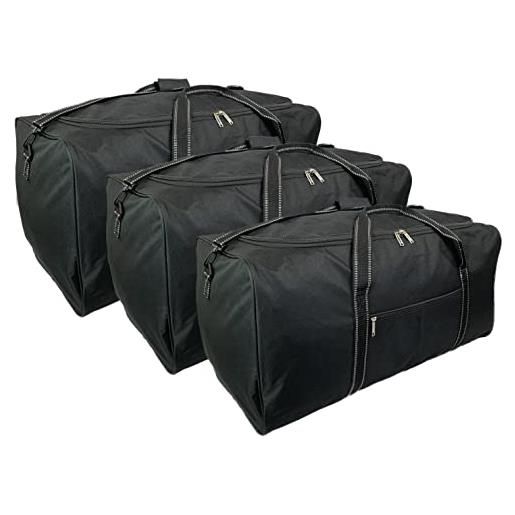 Pop-it-in-a-pelican borsa da viaggio extra large in nero. Grande borsone da viaggio per bagagli, borsa da viaggio, grande, per riporre vestiti, palestra, lavanderia, nero , 100l: 3 x pack, borsone