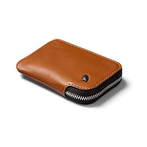 Bellroy leather card pocket wallet, portafoglio sottile con cerniera (max. 15 carte, banconote e tasca per monete) - caramel