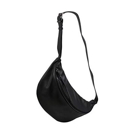 SH Leder fania g697 - borsa da donna in vera pelle a tracolla, unisex, per festival, viaggi, taglia media, 37 x 21 cm, nero , grande
