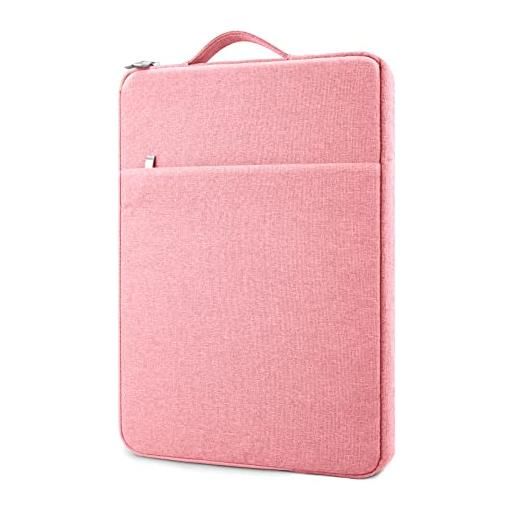 MicaYoung custodia protettiva per laptop pc 15,6 pollici impermeabile e antiurto borsetta con due scomparti e maniglia retrattile, compatibile con 15,6 chromebook notebook, rosa
