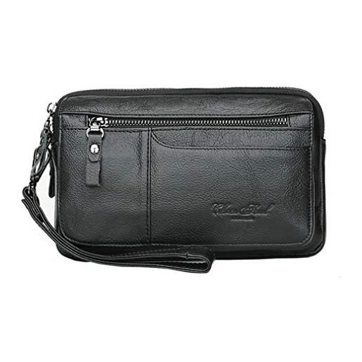 HTN - New Big Pochette Uomo Borsa In Pelle Organizer Portafoglio Assegni  Portafoglio Porta Carte Di Credito Portafoglio Telefono (nero) - ePrice