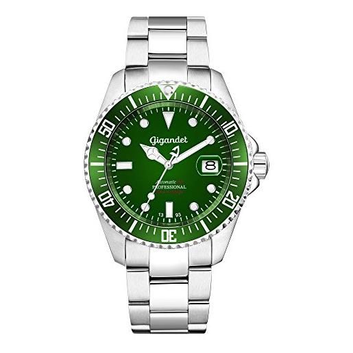 Gigandet sea ground orologio subacqueo automatico analogico uomo verde argento g2-008