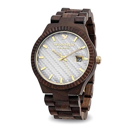 Woodstar panarà - orologio da uomo analogico al quarzo con cinturino in legno 17-001 bianco oro