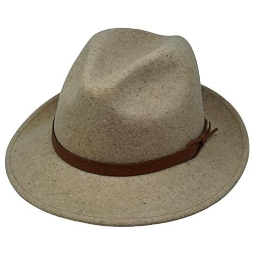 Borges & Scott the stoker - cappello leggero a tesa larga - resistente all'acqua - fedora trilby style feltro, farina d'avena, m