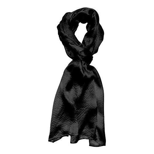 Lorenzo cana 8910311 - sciarpa di seta da uomo, 100% seta, 55 x 190 cm, damascato jacquard, a costine monocolore, colore: nero