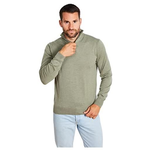 Jack Stuart - maglia da uomo con mezza cerniera, 100% lana merino, verde chiaro, m