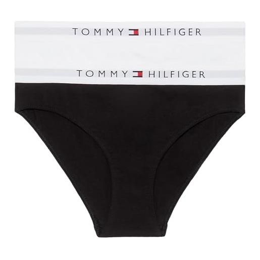 Tommy Hilfiger slip bambina confezione da 2 intimo, multicolore (white / black), 10-12 anni