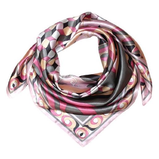 Lorenzo cana - lussuoso foulard da donna di seta con lavorazione a stampa, 100% seta, 90 x 90 cm, colori armoniosi, 89033