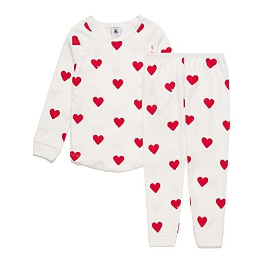 Petit Bateau 59401, pigiama bambine e ragazze, bianco marshmallow/rosso terkuit, 4 anni