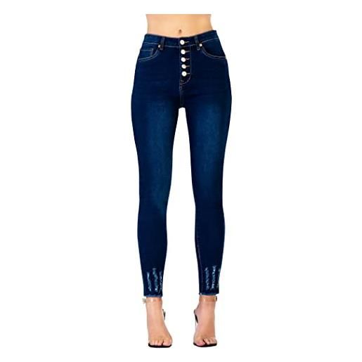 Lusty Chic jeans a vita media da donna skinny elasticizzati pantaloni di sollevamento del culo (54, blu 2)