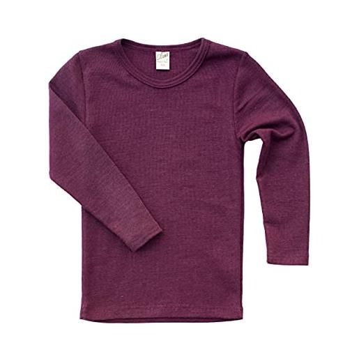 Lilano, canottiera da bambino a maniche lunghe, tinta unita, 70% lana (kbt), 30% seta, 210 g/m², bacca, 98