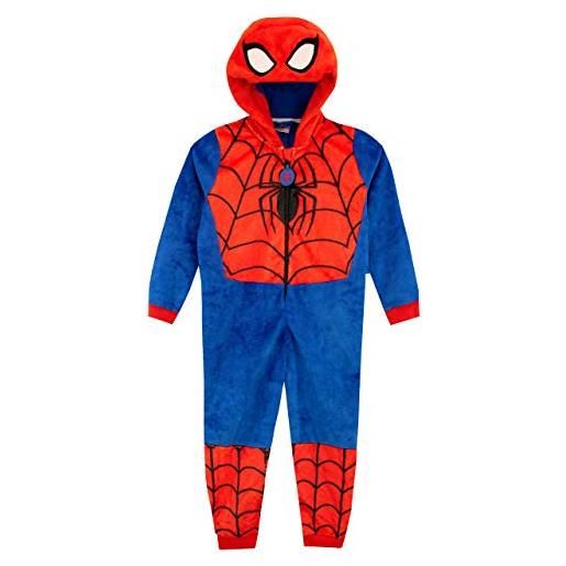 Marvel pigiami interi a maniche lunghe per ragazzi spiderman blu 3-4 anni