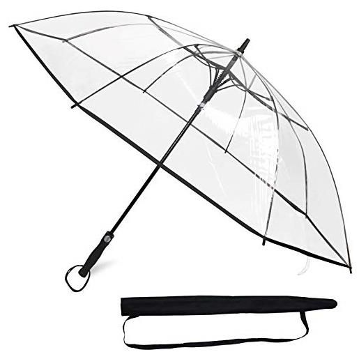 Sternenfunke ombrello grande da pioggia xxl - diametro 130 cm - ombrello trasparente con comodo pulsante automatico e cover, perfetto come ombrello pioggia per coppie o da matrimonio - bordo nero