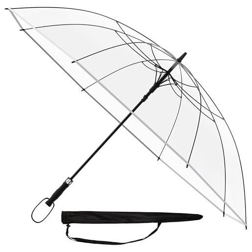 Sternenfunke ombrello grande da pioggia xxl - diametro 130 cm - ombrello trasparente con comodo pulsante automatico e cover, perfetto come ombrello pioggia per coppie o da matrimonio - bordo nero