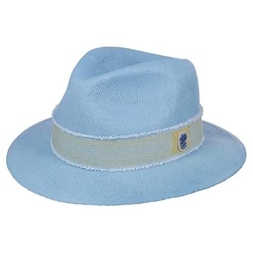 Stetson cappello di paglia pertasco toyo donna/uomo - da sole estivo primavera/estate - xl (60-61 cm) azzurro