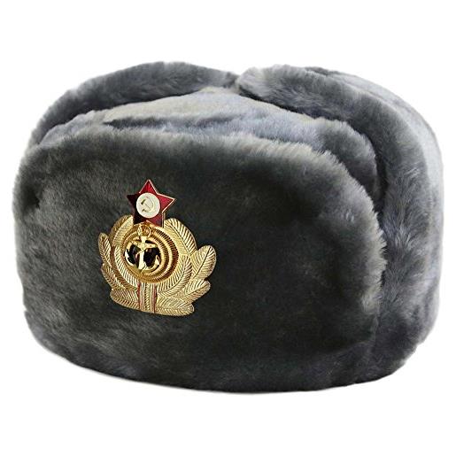 RUSSIAN STORE colbacco grigio maculato in pelliccia in dotazione alla marina russa originale soviet ushanka. Taglie varie - idea regalo. Taglia m (eu)