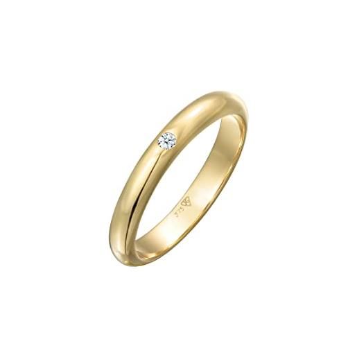 Elli premium anello fede nunziale da donna in oro giallo 9k con diamante 0.03ct, misura 12