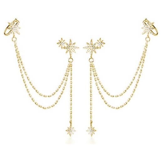 SLUYNZ Orecchini a polsino in argento Sterling 925 senza buco per