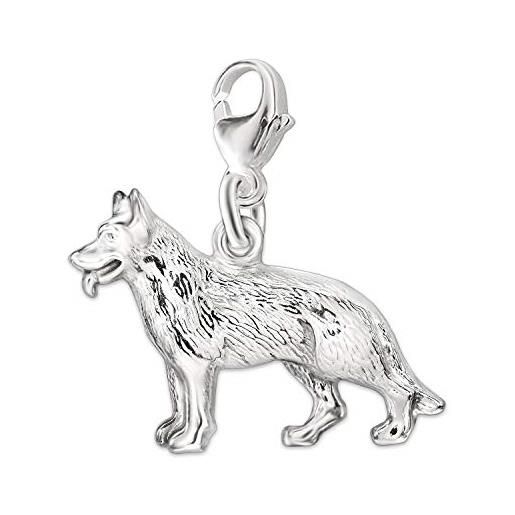 Clever schmuck argento ciondolo a forma di cane pastore lucido su entrambi i lati con borsa form in argento 925