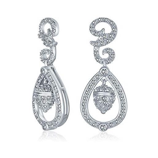 Bling Jewelry royal wedding acorn bridal prom cubic zirconia pave cz orecchini pendenti per le donne placcati in argento ottone