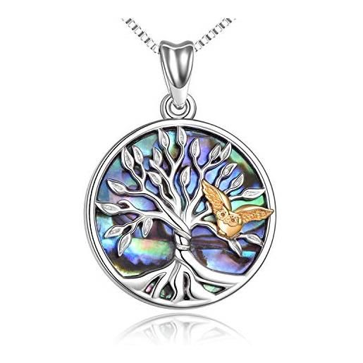 YAFEINI collana con albero della vita collana con ciondolo albero genealogico in argento sterling con gioielli con gufo regali per donne adolescenti