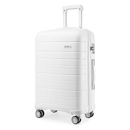 KONO valigia grande 76cm rigida in polipropilene valigie con tsa lucchetto e 4 ruote trolley da 28 pollici, bianco