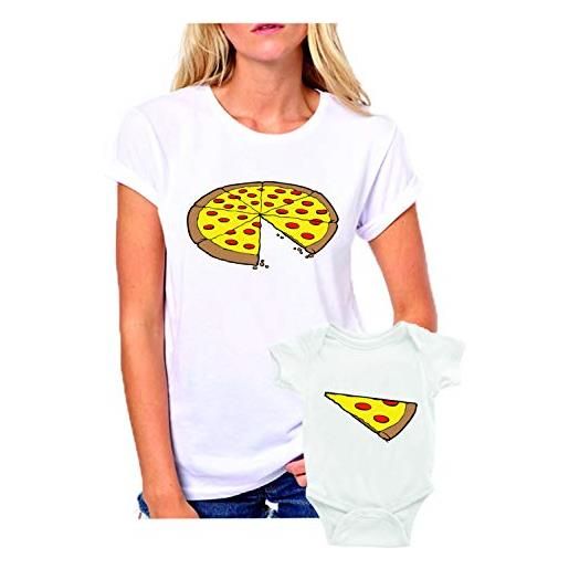 Puzzletee coppia t-shirt e body madre figlio festa della mamma pizza - t shirt mamma figlio - maglietta mamma e figlio - maglietta mamma e figlia - idea regalo