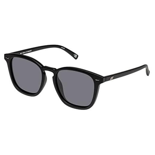 Le Specs occhiali da sole big deal, donna uomo, forma rettangolare con protezione uv, smoke mono polarized/matte black