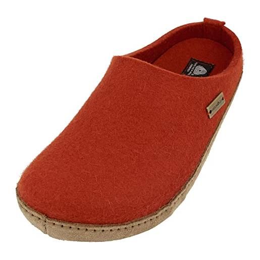 HAFLINGER emils toffel pantofole in feltro con suola in pelle unisex, volpe, 46 eu